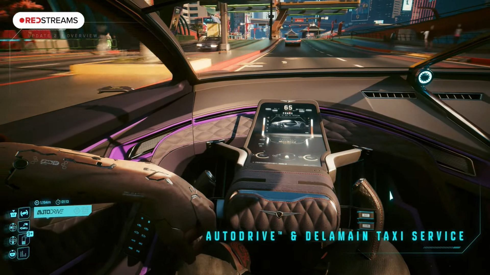 The AutoDrive feature, as shown in the patch 2.3 trailer (Image via CD Projekt Red)